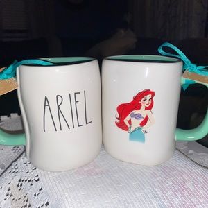 Rae Dunn Little Mermaid "ARIEL" Green Double Sided large mug